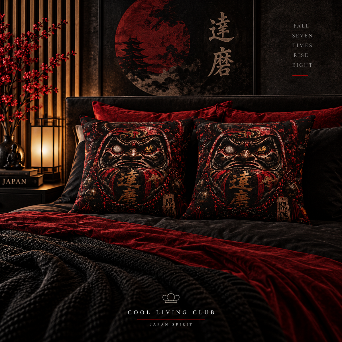 DARK DARUMA – Japanese Dragon | Throw Pillow
