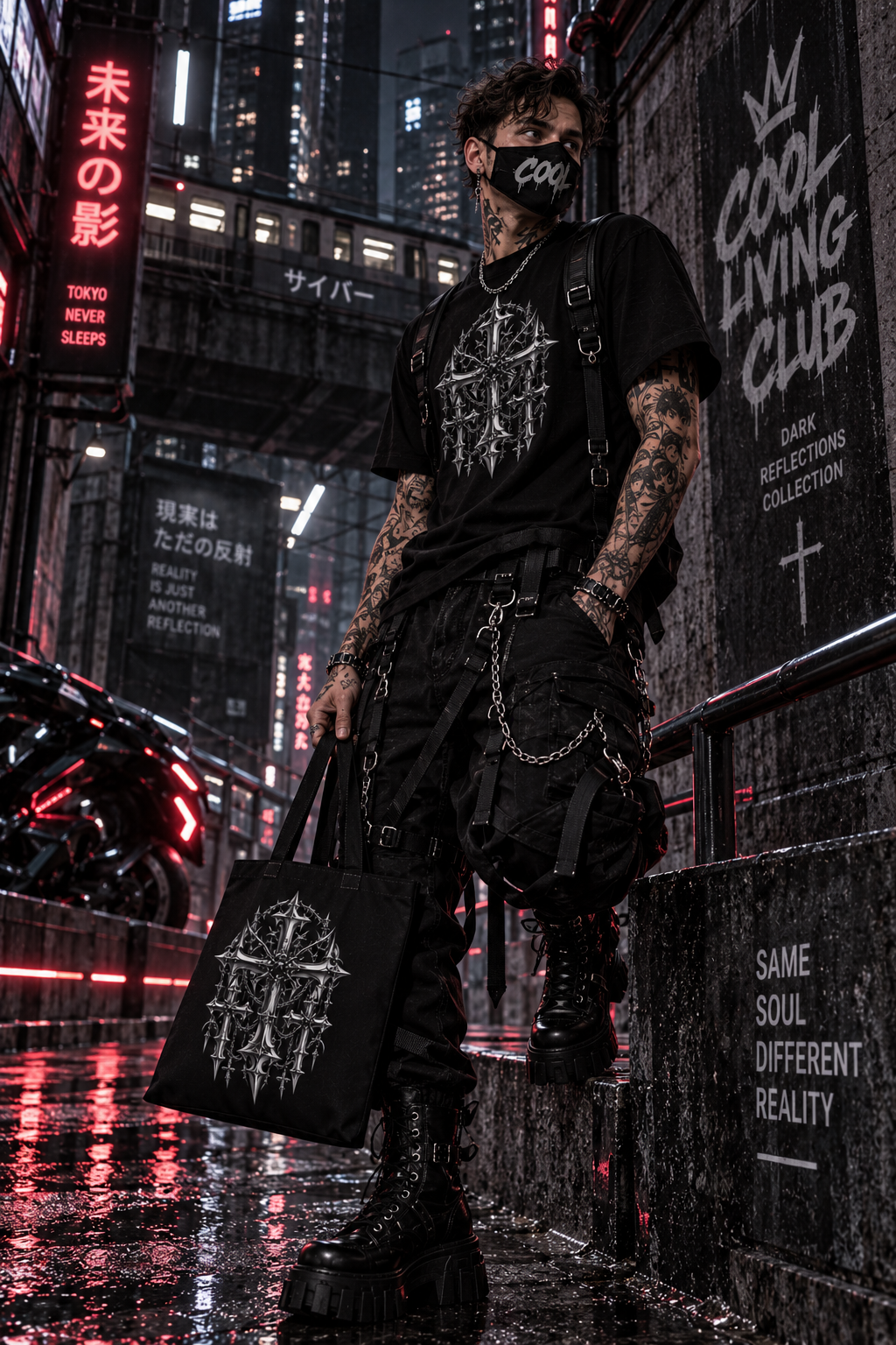 DARK REFLECTIONS – Gothic Cross | Tote Bag