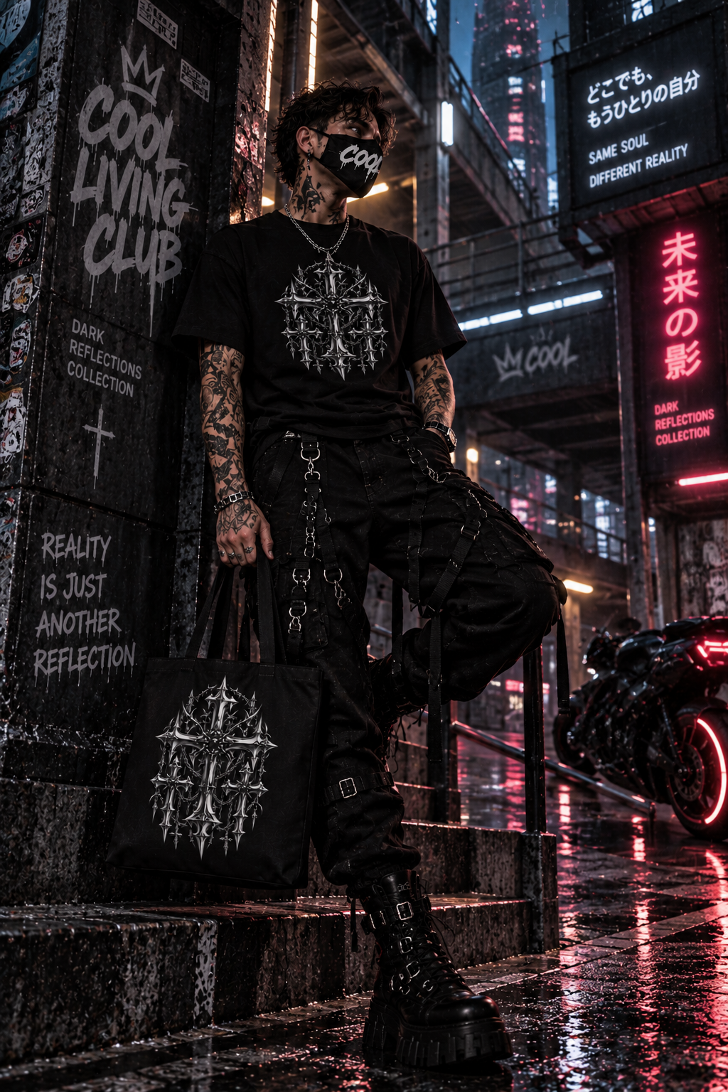 DARK REFLECTIONS – Gothic Cross | Tote Bag