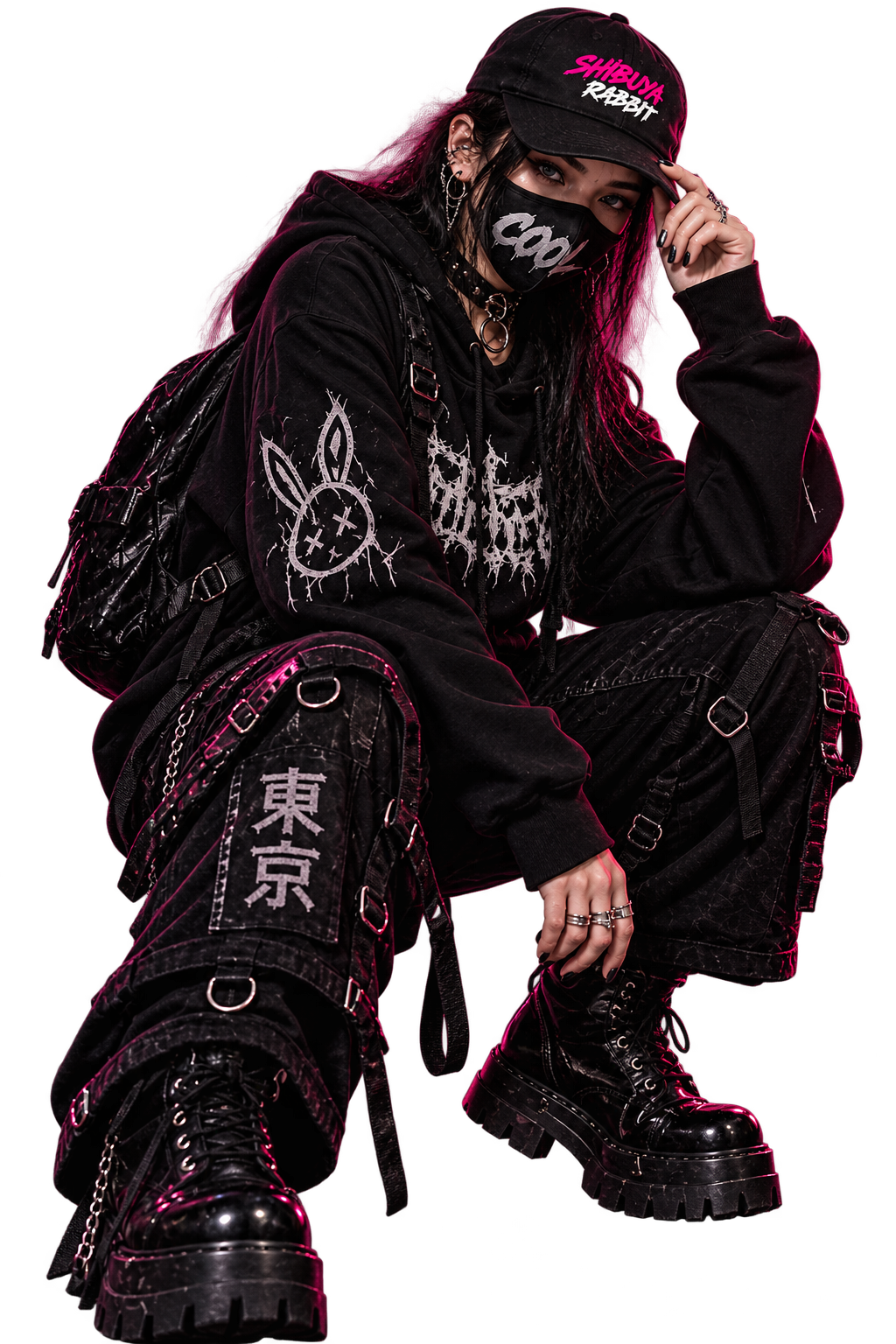 Shibuya Rabbit Cap | Japanese Streetwear Baseball Hat | Cyberpunk Anime Aesthetic | Cool Living Club
