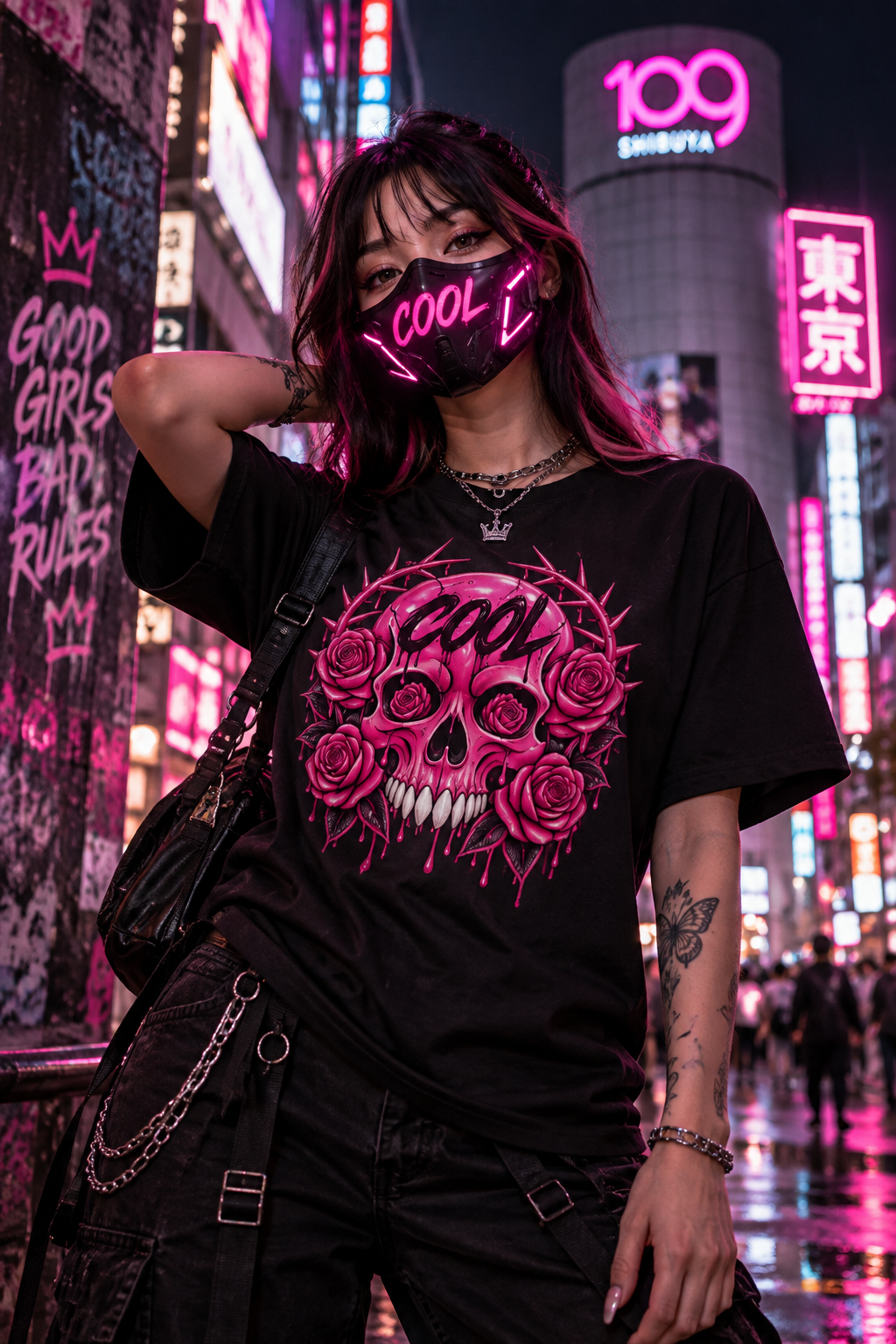 TOKYO GIRLS – Pink Skull | Harajuku Gothic T-Shirt
