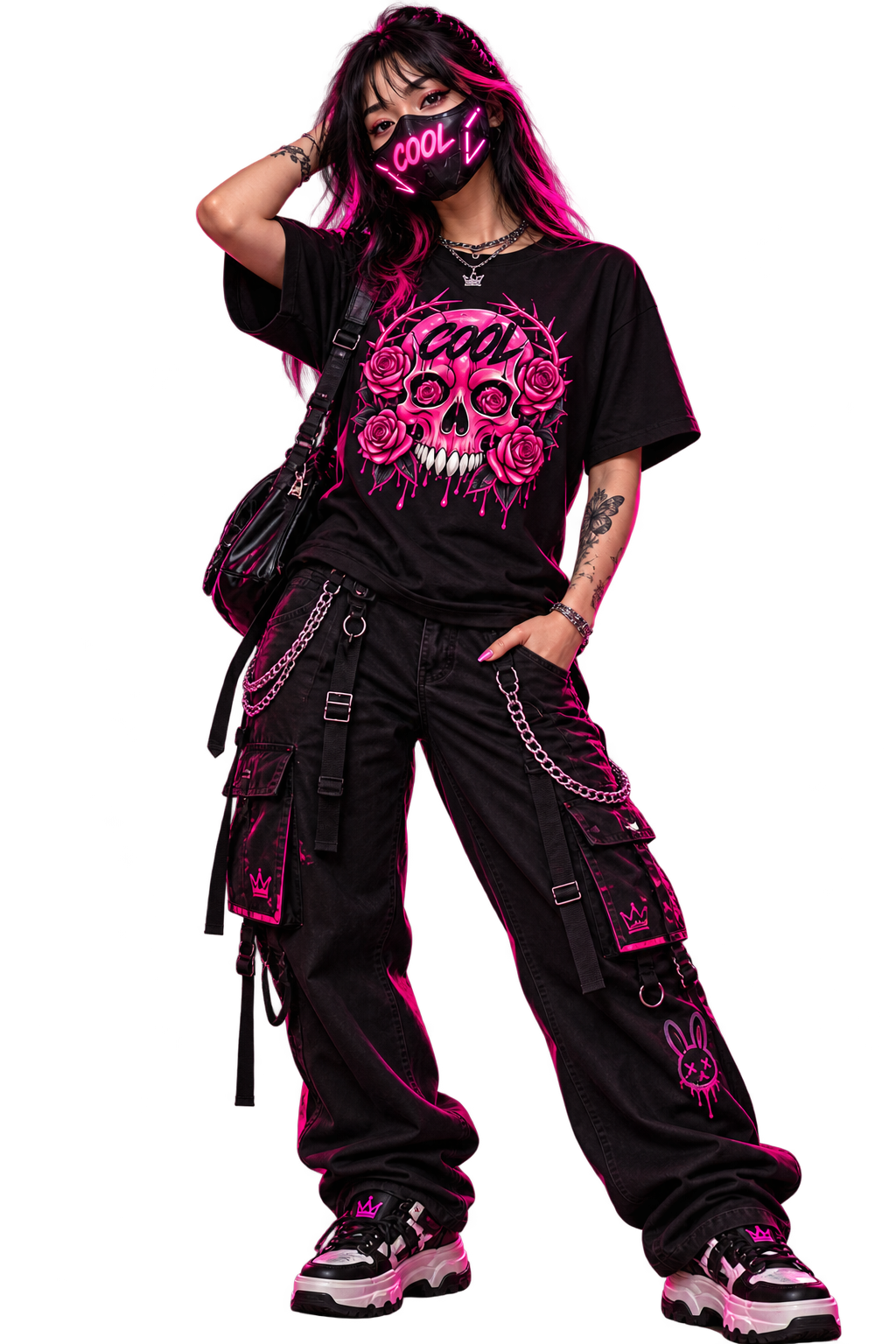 TOKYO GIRLS – Pink Skull | Harajuku Gothic T-Shirt