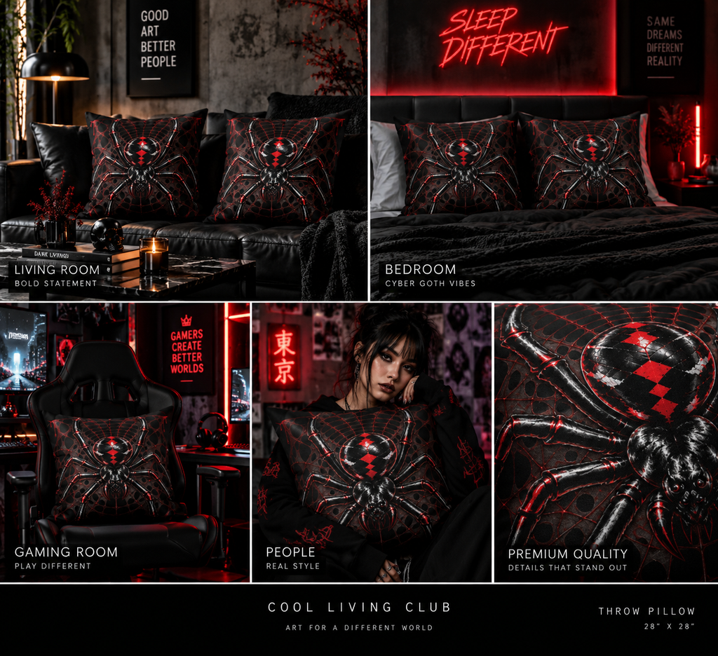 BLACK WIDOW – Spider | Gothic Throw Pillow