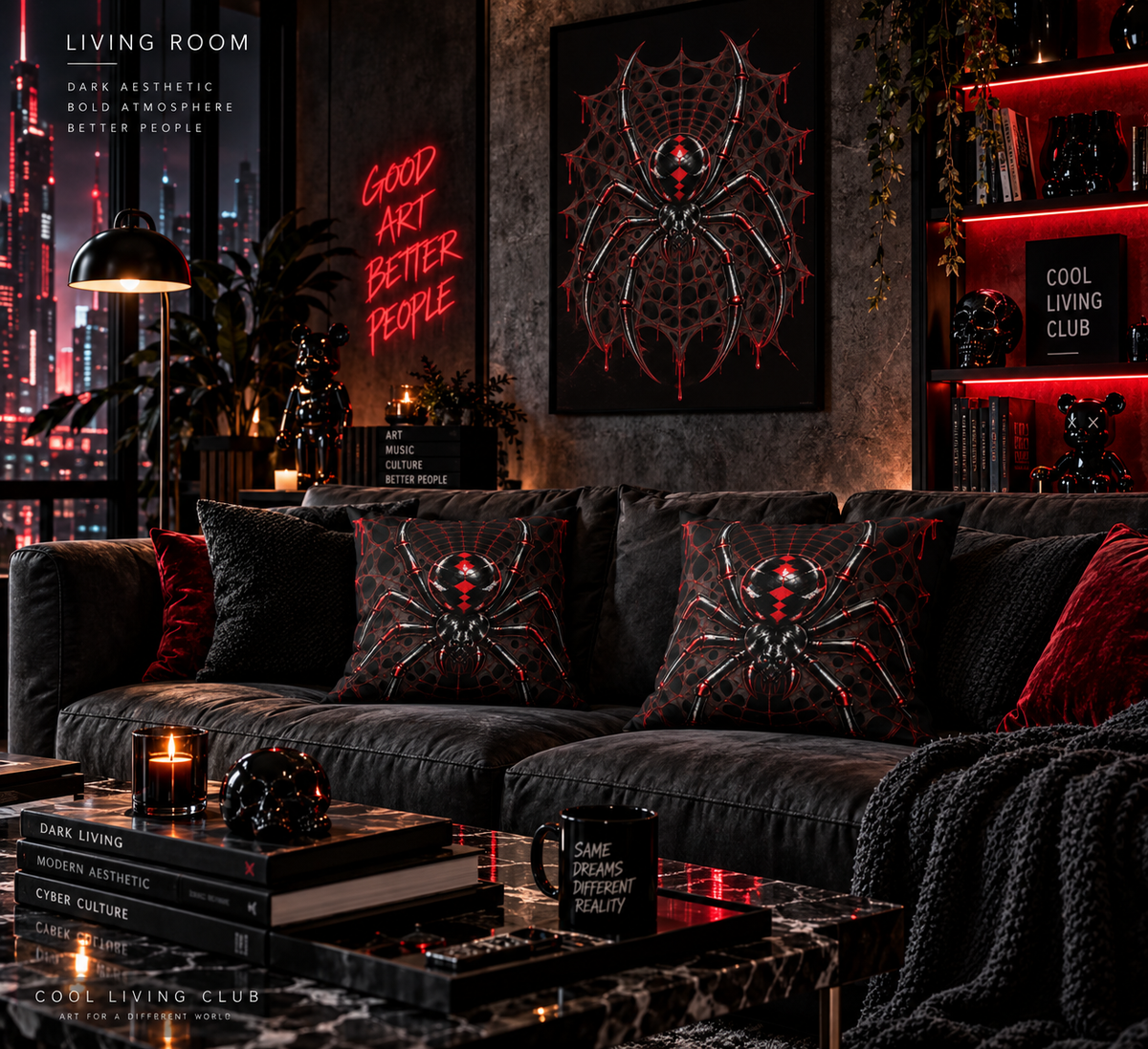 BLACK WIDOW – Spider | Gothic Throw Pillow