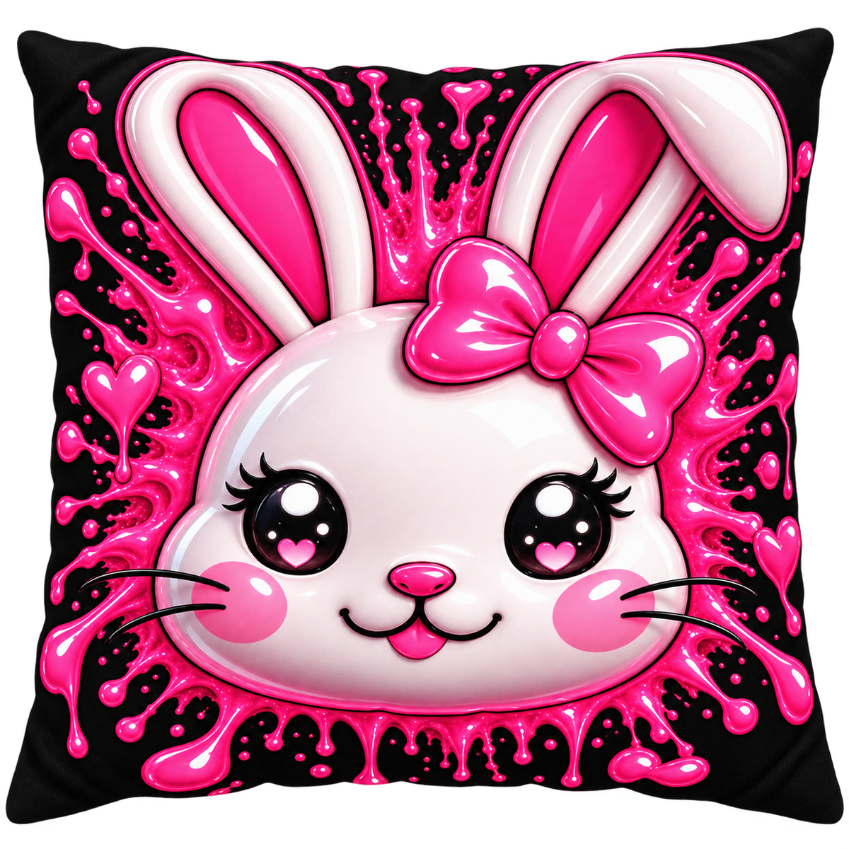 SHIBUYA RABBIT 3D – Kawaii Throw Pillow | Japanese Bunny Cushion | Pink Anime Room Decor | Cute Sofa Pillow | Harajuku Home Decor | Cool Living Club