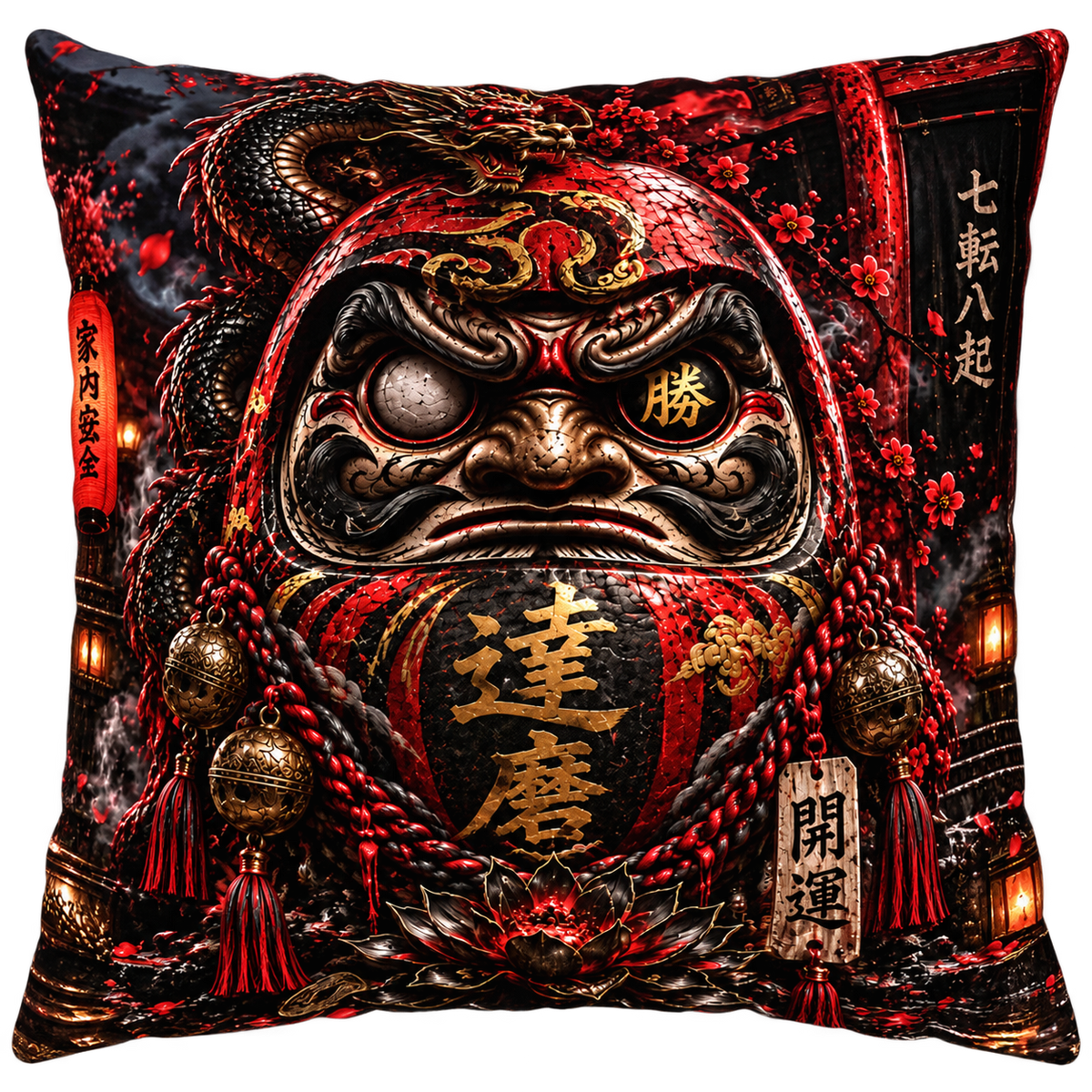DARK DARUMA – Japanese Dragon | Throw Pillow